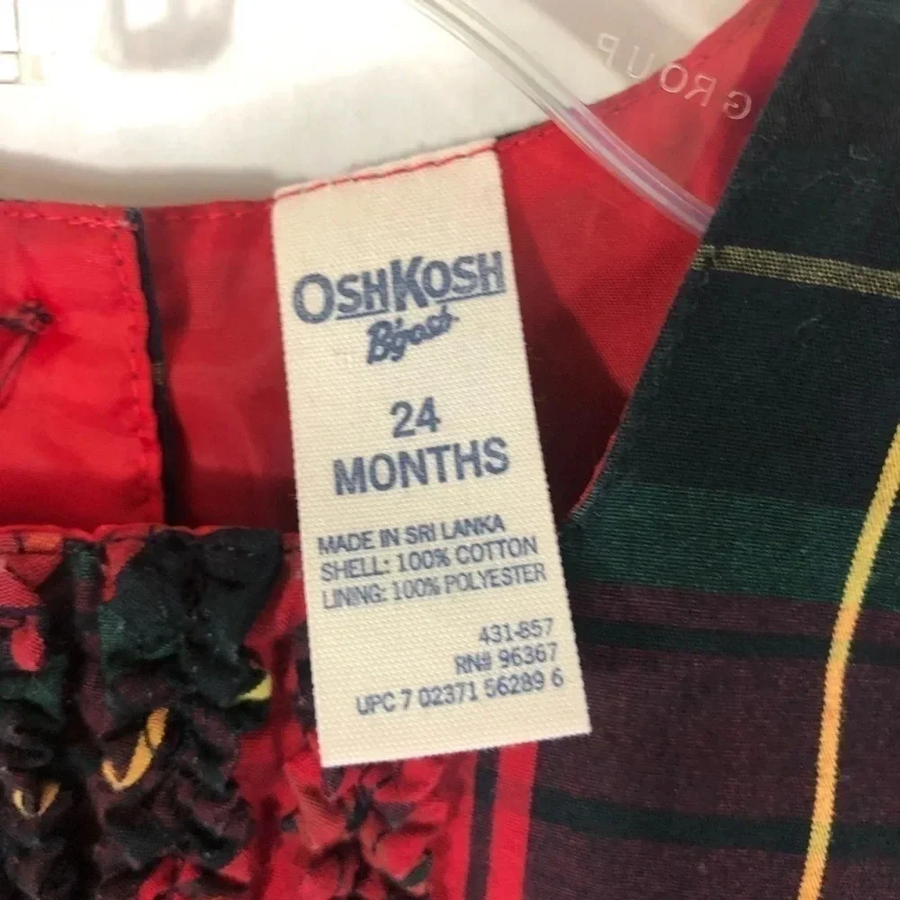 OshKosh B’gosh Plaid Holiday Christmas Dress Size 24 months